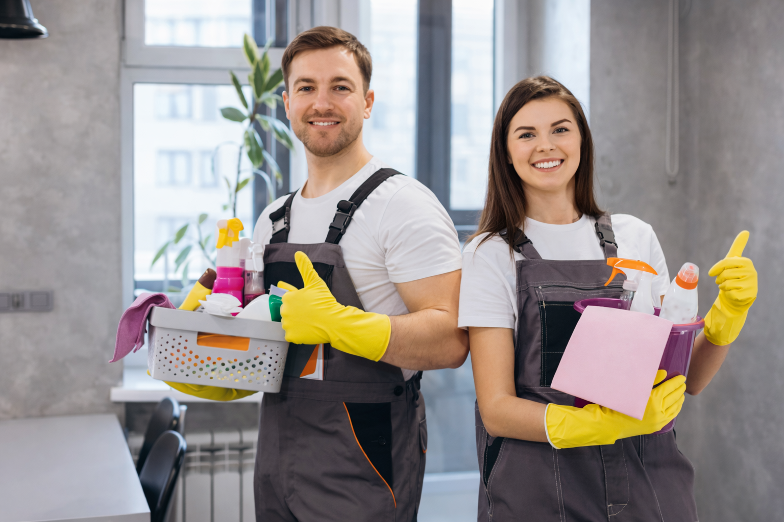 Commercial cleaning team